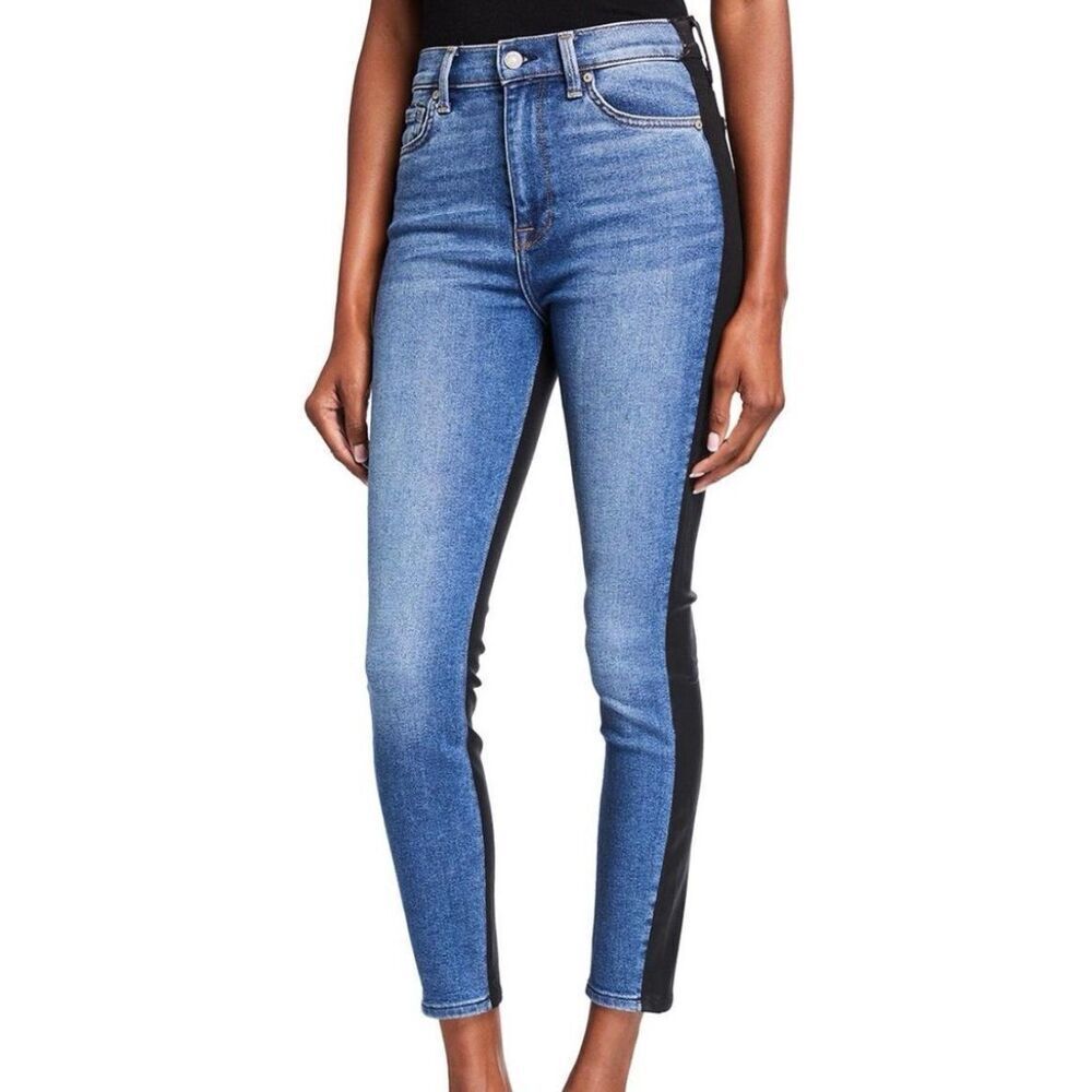 7 for all Mankind high rise skinny two tone jeans 26